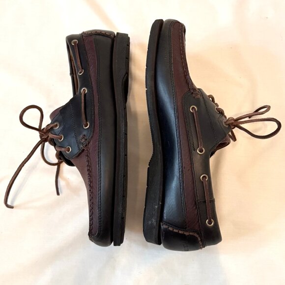 H.S. Trask Moc-Toe Dress Loafer Two Tone Leather Mens Size 10.5M Leather Laces - Picture 3 of 8